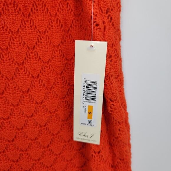 New Eliza J Womens Ora Crochet Knit Midi Dress Sleeveless Orange Size Small - Picture 4 of 5